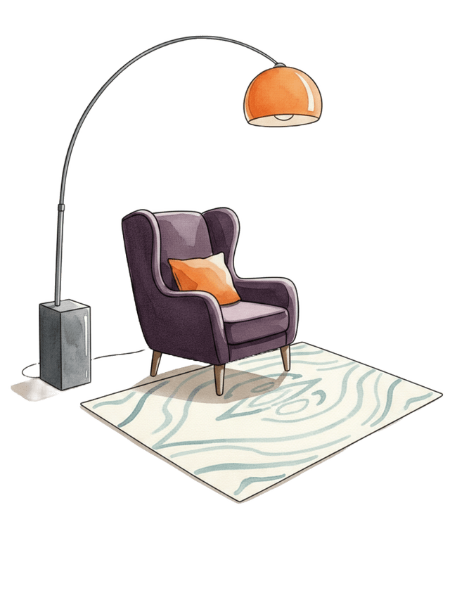 Therapy room lamp and chair